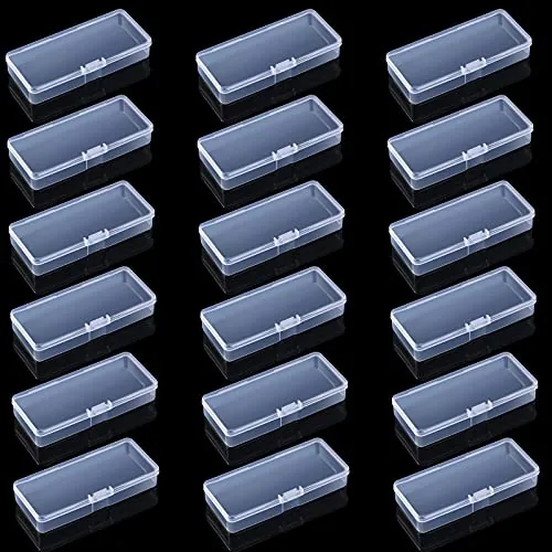 18 Piece Small Plastic Case Small Storage Containers Transparent, Clear