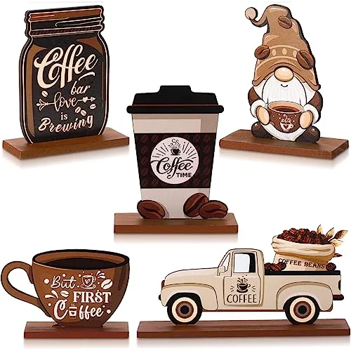 5 Piece Coffee Bar Decor Sign Farmhouse Coffee Bar Wood Signs