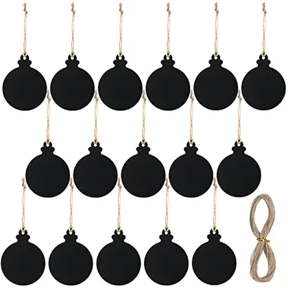 16 Piece Chalkboard Hanging Tags, Black, seasonal