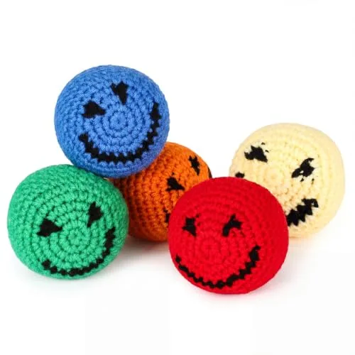 5 Piece Crochet Footbags Soft Knitted Foot Bags