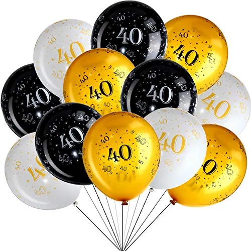 45 Piece 40th Birthday Balloons, White