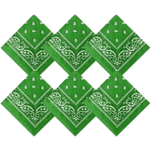 6 Piece Neon Color Cowboy Bandana, Green