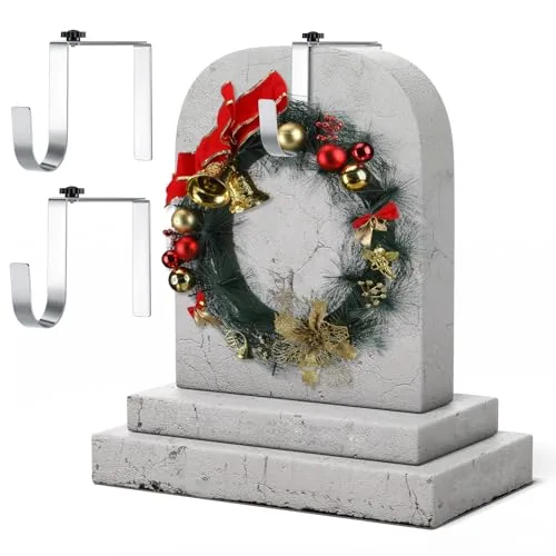2 Piece 7 in to 11 in Metal Headstone Wreath Hanger Christmas, Black