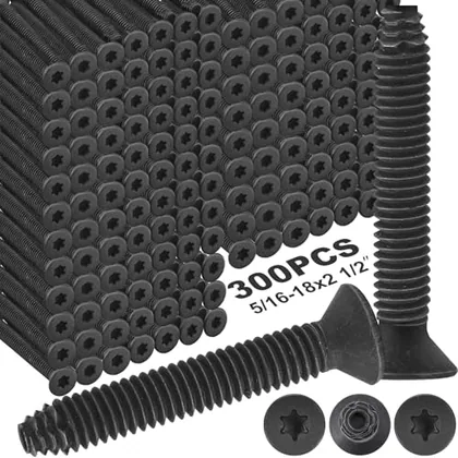 300 Piece 5/16-18 x 2-1/2 in Trailer Deck Screws Flat Head Screws, Black