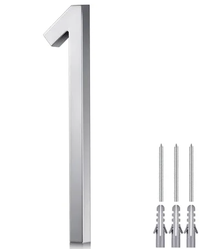 8 Inch Stainless Steel Floating Large House Number 0-9, Silver