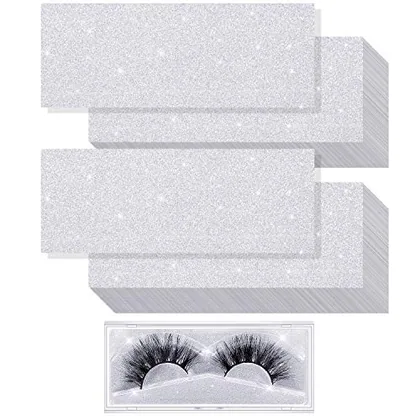 50 Piece Lash Box Internal Glitter Background Paper Rectangle, Silver