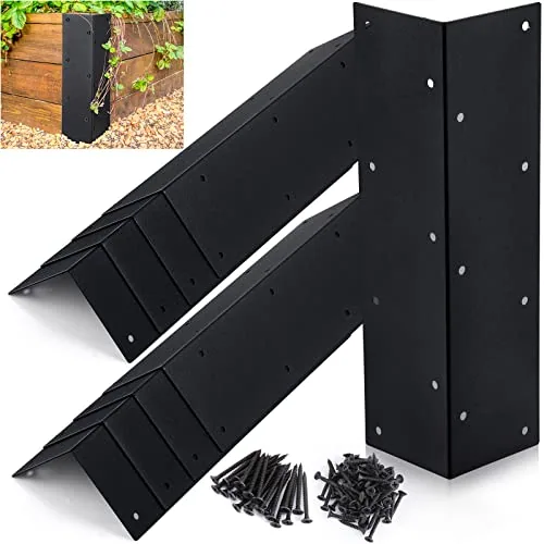 12 Piece Raised Garden Bed Corner Brackets, Black