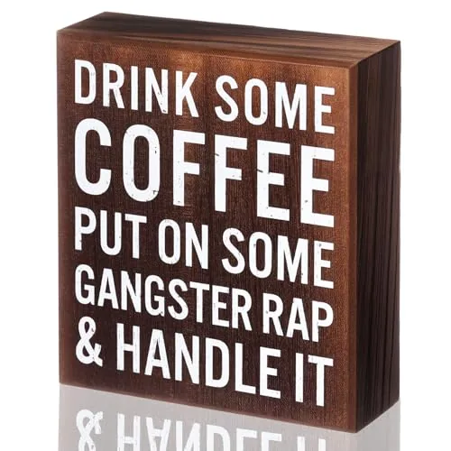 Coffee Wood Box Sign Kitchen Home Decor
