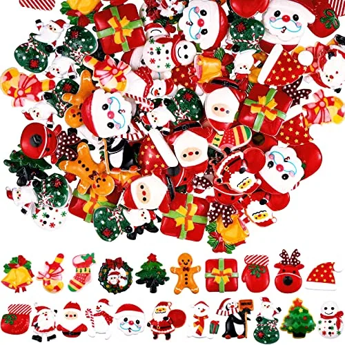 100 Piece Christmas Resin Flatback Charms