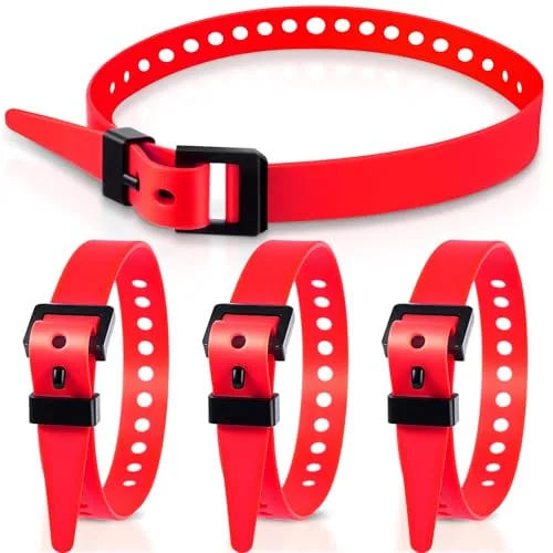 4 Piece Reusable Industrial Straps 20 in Length Reliable Tension, Red