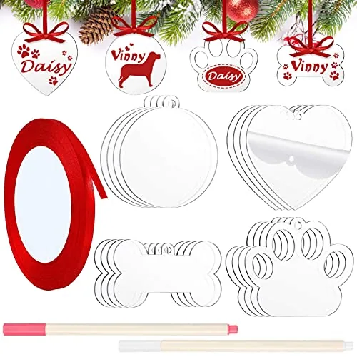 19 Piece Christmas Acrylic Ornament, Clear