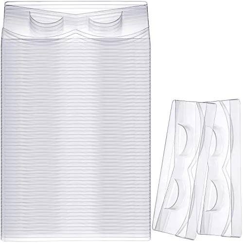 100 Piece Rectangle Lash Trays Holder Plastic Eyelash Trays, Clear