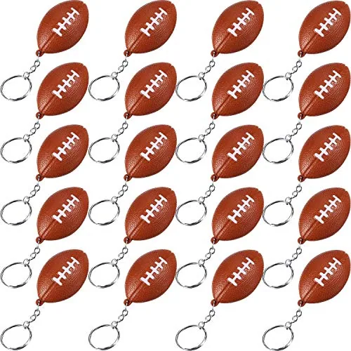 20 Piece Football Keychains Bulk Mini Foam Stress Ball 3.8 in