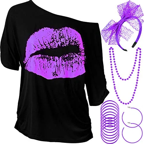 Halloween 80s Outfits Costume Accessories, Purple