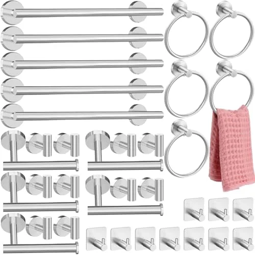 35 Piece Bathroom Hardware Set Stainless Steel Bathroom, Silver