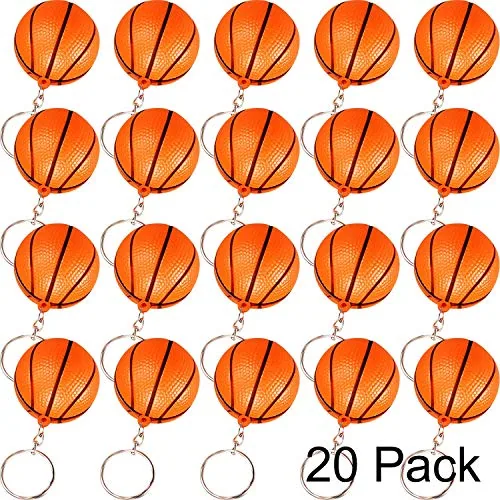 20 Piece Basketball Keychains Bulk Basketball Party Favors Orange