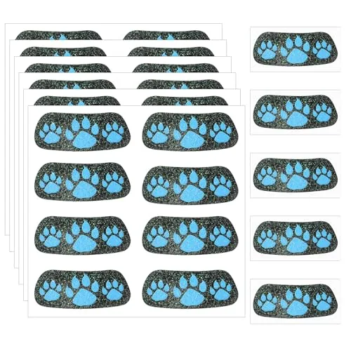24 Pairs Glitter Paw Print Tattoos Eye Black Temporary, Blue