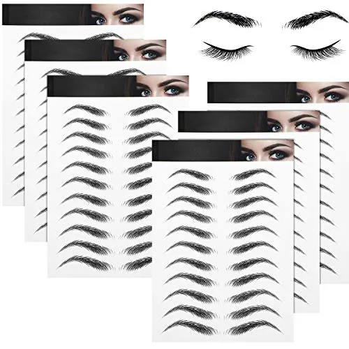 6 Sheets 4D Eyebrow Tattoos Stickers Waterproof, Black