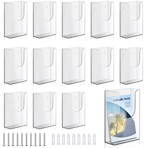 20 Piece 4 x 6 Inches Acrylic Brochure Holder Wall Mount, Clear