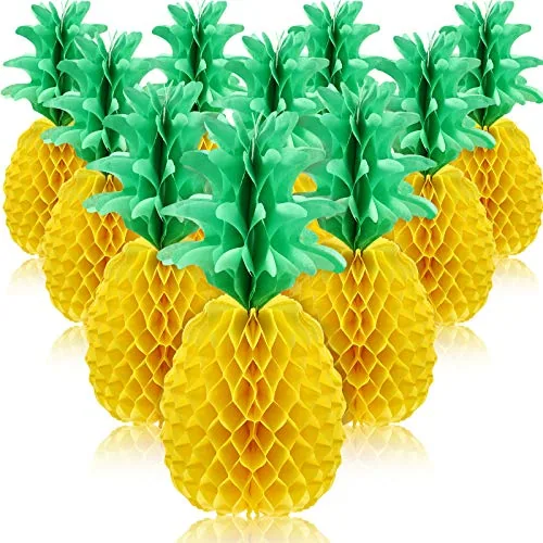 12 Piece 14 Inch Pineapple Honeycomb Table Centerpieces Hawaiian, Green