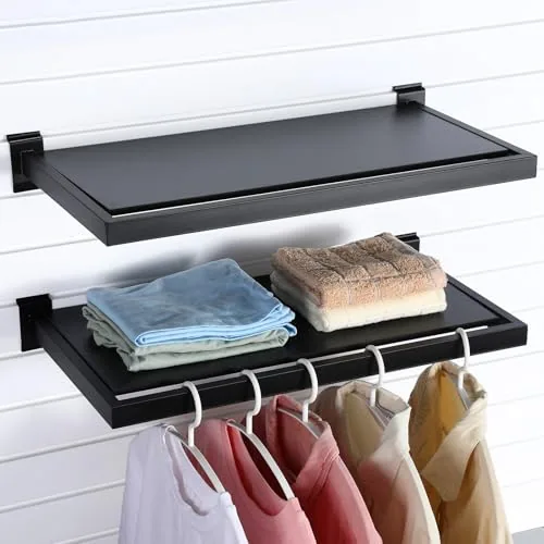 2 Piece Slatwall Shelf, Black