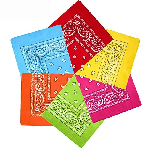 6 Piece Neon Color Cowboy Bandana, Multicolour