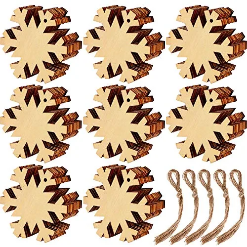 60 Piece Christmas Wooden Ornaments 3.5 in Round Wood Slices, Natural