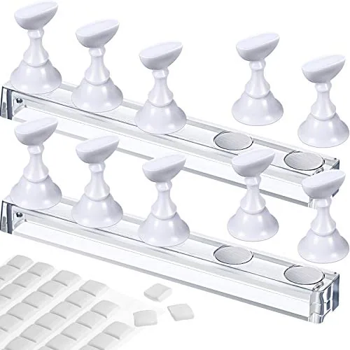 2 Piece Magnetic Nail Stand, White