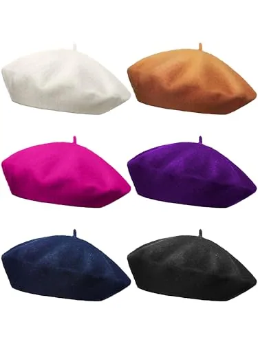 6 Piece Wool Beret French Style Winter Hat
