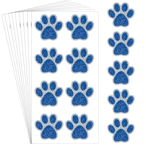 200 Piece 25 Sheets 200 Pcs Glitter Paw Print Tattoos Temporary, Blue