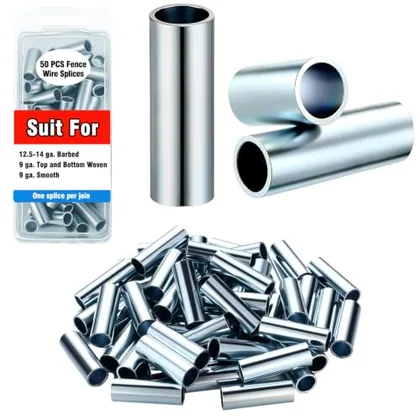 50 Piece Barb Wire Crimpers Fence Wires Splice, Silver