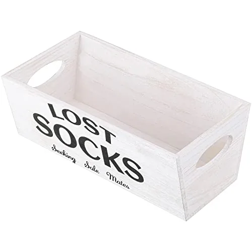 Lost Socks Basket Sign Laundry Room Farmhouse Storage, White