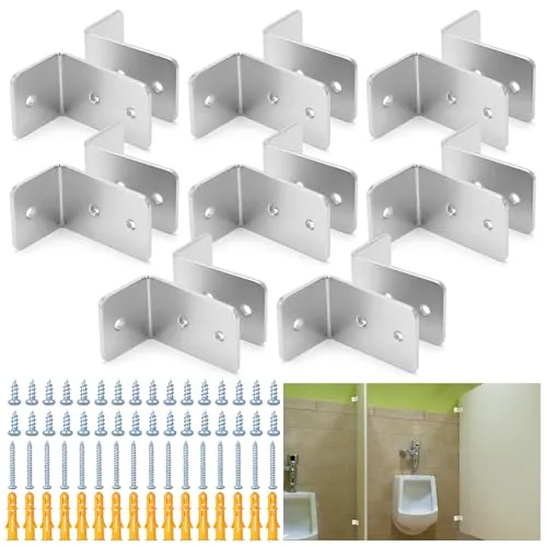 8 Piece L-Shaped Urinal Screen Brackets Polished Chrome 2-Ear 2.5