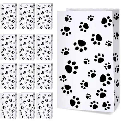 36 Piece 72 36 Pack 8.3 x 4.7 x 3.2 in Dog Paw Gift Paper Bags, White