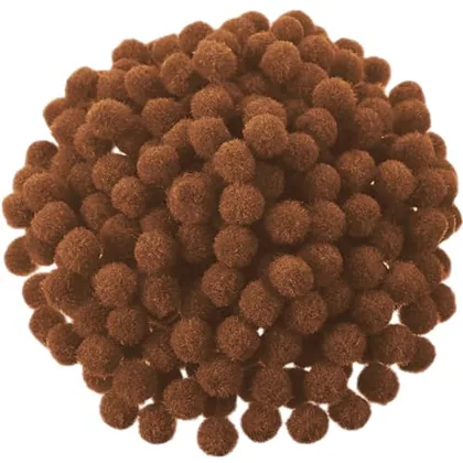 500 Piece 0.5 Inch Polypropylene Pompoms, Brown