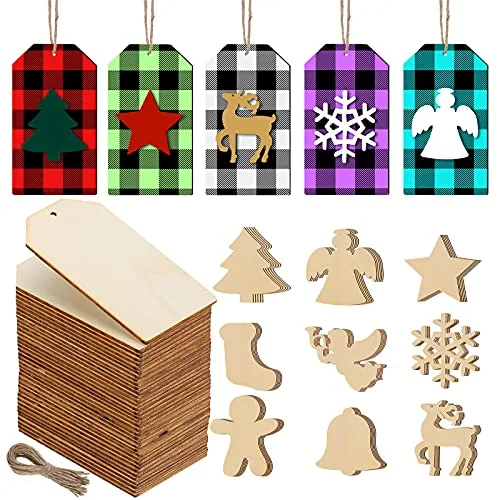 90 Piece Blank Wooden Tags, Natural