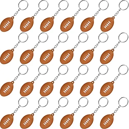 30 Piece Rugby Ball Keychains for Boys Party Bag Fillers, Multicolour