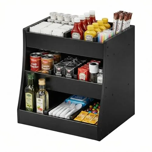 3-tier Adjustable Condiment Organizer, Black
