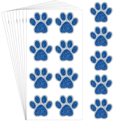 200 Piece 25 Sheets 200 Pcs Glitter Paw Print Tattoos Temporary, Blue