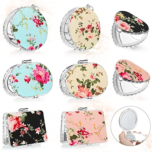 8 Piece Folding Compact Mirror Bulk, Silver