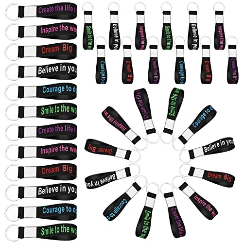 24 Piece Inspirational Quote Keychains Motivational Quote Key, Multicolour