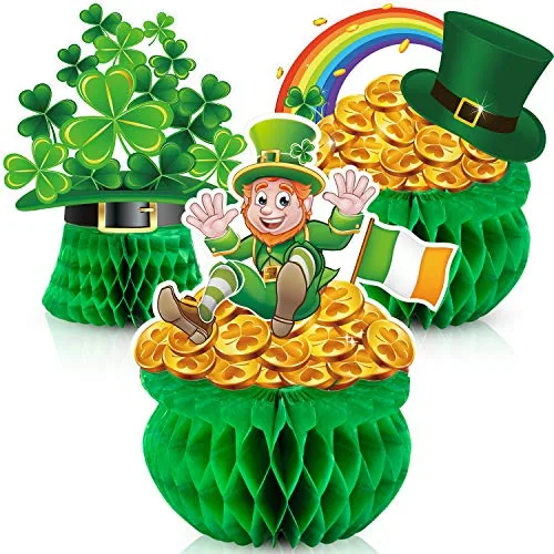 3 Piece St Patrick Honeycomb Decoration, Green