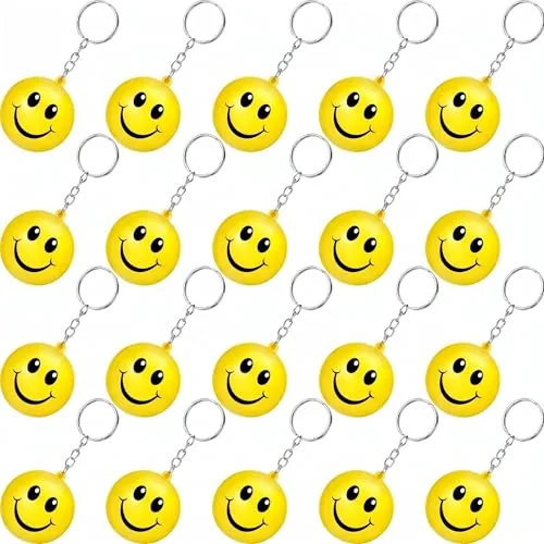 20 Piece Smile Face Keychains, Orange