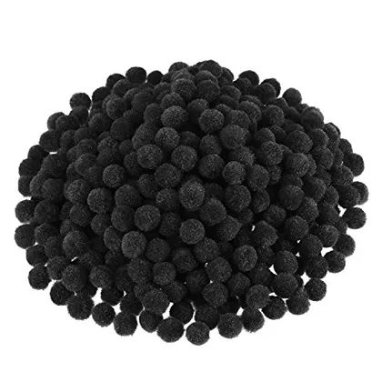 500 Piece 0.5 Inch Polypropylene Pompoms, Black