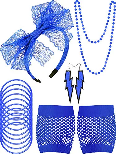80s Accessories Costume Women Fancy Dress Retro Outfit, Blue
