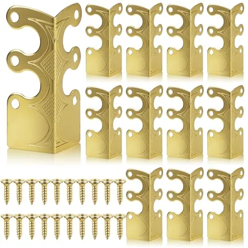 12 Piece Brass Baseboard Corner Protectors Skirting Board Corner, Gold