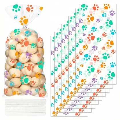 200 Piece Dog Treat Bags Pet Paw Cellophane Bags