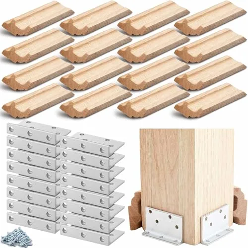 4 Piece 3 in Newel Post Mounting Kit 16 Pcs L Bracket Metal Post, Silver