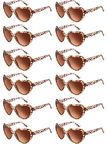 12 Piece Neon Colors Heart Shape Sunglasses