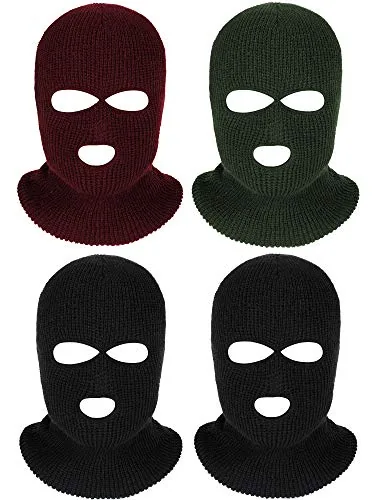 4 Piece Ski Mask 3 Hole, Red